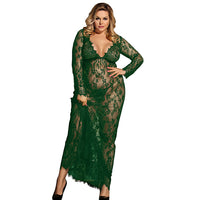 Ohyeahlady Long Sleepwear Gown Sheer Lace Trim Nuisette Sexy Nightwear Women See Through Camison Blanco Sleep Lingerie R80497