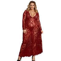Ohyeahlady Long Sleepwear Gown Sheer Lace Trim Nuisette Sexy Nightwear Women See Through Camison Blanco Sleep Lingerie R80497