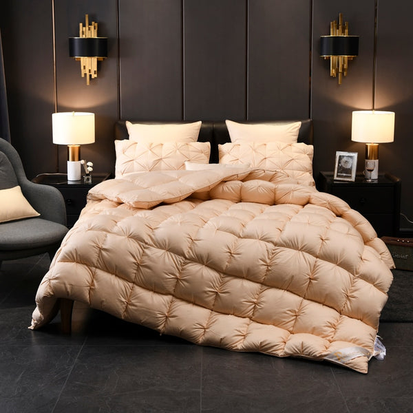 Luxurious White Goose Down Comforter Duvet Insert Bread Shape 100% Cotton Cover Blanket US Queen King Super King 104X91&quot;
