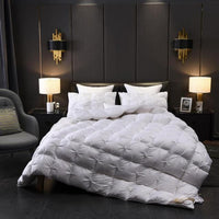 Luxurious White Goose Down Comforter Duvet Insert Bread Shape 100% Cotton Cover Blanket US Queen King Super King 104X91&quot;