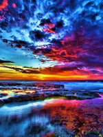 HUACAN Diamond Painting Full Drill Square Landscape 5D DIY Diamond Embroidery Seaside Sunset Picture Of Rhinestone Sunrise
