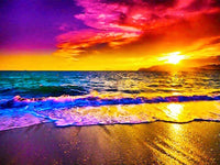 HUACAN Diamond Painting Full Drill Square Landscape 5D DIY Diamond Embroidery Seaside Sunset Picture Of Rhinestone Sunrise