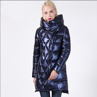 2021 New Winter Jacket Women Glitter Quilted Hooded Long Women&#39;s Winter Coat Hooded Thick Biological-Down Jacket Parka Docero