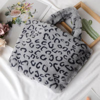 Winter Fashion Faux Fur Bag Large Capacity Leopard Print Bag Women&#39;s One-shoulder Messenger Handbag Bag Plush Female Bag