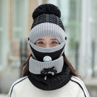2021 New 3 Pieces Set Women&#39;s Knitted Hat Scarf Caps Neck Warmer Winter Hat For Ladies Girls Skullies Beanies Warm Fleece Caps