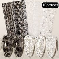 10 Sheets Nail Transfer Foil Marble Nail Art Stickers Retro Pattern Nail Art Decals DIY Nails Accessories 4*100cm