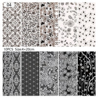 10 Sheets Nail Transfer Foil Marble Nail Art Stickers Retro Pattern Nail Art Decals DIY Nails Accessories 4*100cm