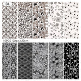 10 Sheets Nail Transfer Foil Marble Nail Art Stickers Retro Pattern Nail Art Decals DIY Nails Accessories 4*100cm