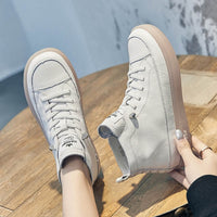 CXJYWMJL Women Genuine Leather Sneakers Spring High-top Casual Shoes Autumn First Layer Cowhide Ladies High Top Vulcanized Shoes