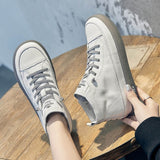 CXJYWMJL Women Genuine Leather Sneakers Spring High-top Casual Shoes Autumn First Layer Cowhide Ladies High Top Vulcanized Shoes