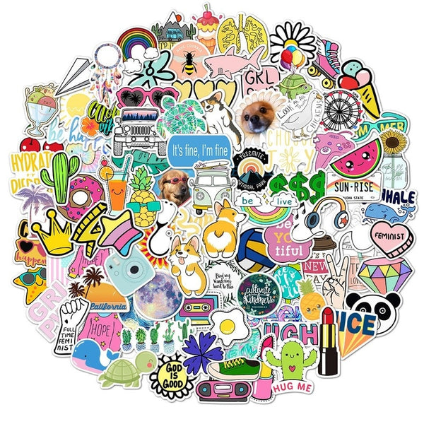 50/100pcs Vinyl Cute Nature VSCO Girl Stickers for Water Bottles Waterproof Aesthetic Stickers for Girls for Laptop Phone Car