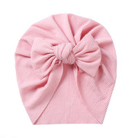 Solid Ribbed Bunny Knot Turban Hats for Baby Boys Girls Beanies Striped Thin Elastic Caps Bonnet Newborn Toddler 0-4T Headwraps