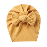 Solid Ribbed Bunny Knot Turban Hats for Baby Boys Girls Beanies Striped Thin Elastic Caps Bonnet Newborn Toddler 0-4T Headwraps