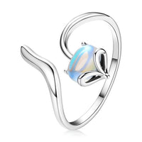 WOSTU Real 925 Sterling Silver Open Ring Finger Adjustable Size Wedding Rings For Women Engagement Fashion Silver Jewelry Gift