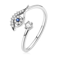 WOSTU Real 925 Sterling Silver Open Ring Finger Adjustable Size Wedding Rings For Women Engagement Fashion Silver Jewelry Gift