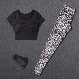 Women Tracksuit Set Female Sportswear Gym Fitness Clothes Sports Outfit Running Yoga Crop Top Leggings Suits With Chest Pad