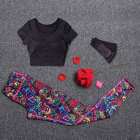 Women Tracksuit Set Female Sportswear Gym Fitness Clothes Sports Outfit Running Yoga Crop Top Leggings Suits With Chest Pad