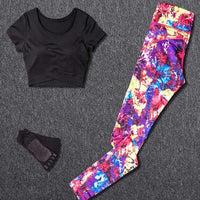 Women Tracksuit Set Female Sportswear Gym Fitness Clothes Sports Outfit Running Yoga Crop Top Leggings Suits With Chest Pad