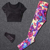 Women Tracksuit Set Female Sportswear Gym Fitness Clothes Sports Outfit Running Yoga Crop Top Leggings Suits With Chest Pad