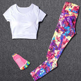 Women Tracksuit Set Female Sportswear Gym Fitness Clothes Sports Outfit Running Yoga Crop Top Leggings Suits With Chest Pad