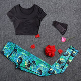 Women Tracksuit Set Female Sportswear Gym Fitness Clothes Sports Outfit Running Yoga Crop Top Leggings Suits With Chest Pad