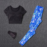 Women Tracksuit Set Female Sportswear Gym Fitness Clothes Sports Outfit Running Yoga Crop Top Leggings Suits With Chest Pad
