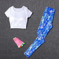 Women Tracksuit Set Female Sportswear Gym Fitness Clothes Sports Outfit Running Yoga Crop Top Leggings Suits With Chest Pad