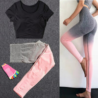 Women Tracksuit Set Female Sportswear Gym Fitness Clothes Sports Outfit Running Yoga Crop Top Leggings Suits With Chest Pad