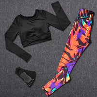 Women Tracksuit Set Female Sportswear Gym Fitness Clothes Sports Outfit Running Yoga Crop Top Leggings Suits With Chest Pad