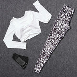 Women Tracksuit Set Female Sportswear Gym Fitness Clothes Sports Outfit Running Yoga Crop Top Leggings Suits With Chest Pad