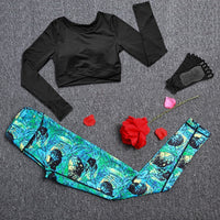 Women Tracksuit Set Female Sportswear Gym Fitness Clothes Sports Outfit Running Yoga Crop Top Leggings Suits With Chest Pad