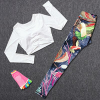 Women Tracksuit Set Female Sportswear Gym Fitness Clothes Sports Outfit Running Yoga Crop Top Leggings Suits With Chest Pad