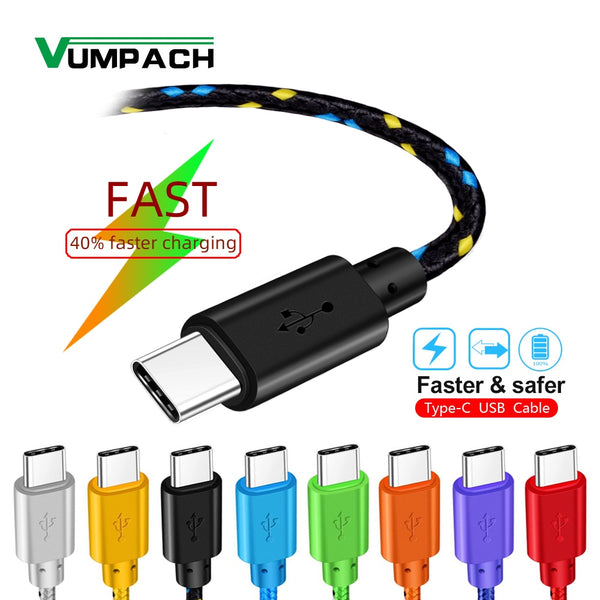 USB C Type C Cable Fast Charging 1m 2m 3m Charger for huawei p9 p10 p20 mate 10 pro lite samsung S9 S10 Plus s8 Note data cable