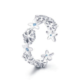 WOSTU Real 925 Sterling Silver Open Ring Finger Adjustable Size Wedding Rings For Women Engagement Fashion Silver Jewelry Gift