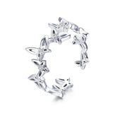 WOSTU Real 925 Sterling Silver Open Ring Finger Adjustable Size Wedding Rings For Women Engagement Fashion Silver Jewelry Gift