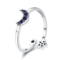 WOSTU Real 925 Sterling Silver Open Ring Finger Adjustable Size Wedding Rings For Women Engagement Fashion Silver Jewelry Gift