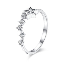 WOSTU Real 925 Sterling Silver Open Ring Finger Adjustable Size Wedding Rings For Women Engagement Fashion Silver Jewelry Gift