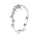 WOSTU Real 925 Sterling Silver Open Ring Finger Adjustable Size Wedding Rings For Women Engagement Fashion Silver Jewelry Gift