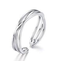 WOSTU Real 925 Sterling Silver Open Ring Finger Adjustable Size Wedding Rings For Women Engagement Fashion Silver Jewelry Gift