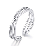 WOSTU Real 925 Sterling Silver Open Ring Finger Adjustable Size Wedding Rings For Women Engagement Fashion Silver Jewelry Gift