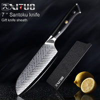 XITUO Damascus Chef Knife VG10 Professional Kitchen Knife Cleaver Cooking Tool Exquisite Plum Rivet G10 Handle 1-5PCS Set Gift