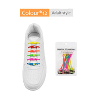 12pcs/lot Silicone Shoelaces Round Elastic Shoe Laces Special No Tie Shoelace for Men Women Lacing Rubber Zapatillas