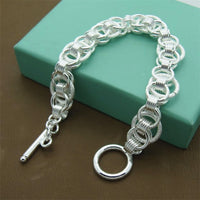 Men&#39;s &amp; Women&#39;s 925 Sterling Silver Bracelet Fashion Silver Charm Bracelet Jewelry Gift