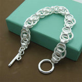 Men&#39;s &amp; Women&#39;s 925 Sterling Silver Bracelet Fashion Silver Charm Bracelet Jewelry Gift