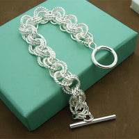 Men&#39;s &amp; Women&#39;s 925 Sterling Silver Bracelet Fashion Silver Charm Bracelet Jewelry Gift