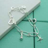 Men&#39;s &amp; Women&#39;s 925 Sterling Silver Bracelet Fashion Silver Charm Bracelet Jewelry Gift