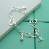 Men&#39;s &amp; Women&#39;s 925 Sterling Silver Bracelet Fashion Silver Charm Bracelet Jewelry Gift