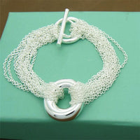 Men&#39;s &amp; Women&#39;s 925 Sterling Silver Bracelet Fashion Silver Charm Bracelet Jewelry Gift