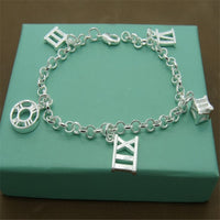 Men&#39;s &amp; Women&#39;s 925 Sterling Silver Bracelet Fashion Silver Charm Bracelet Jewelry Gift