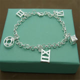 Men&#39;s &amp; Women&#39;s 925 Sterling Silver Bracelet Fashion Silver Charm Bracelet Jewelry Gift
